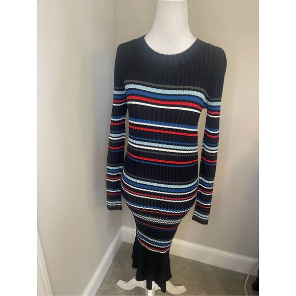 Parker‎ Women's Stripe Print Sweater Dress Midi Multicolor Size M - Picture 3 of 7
